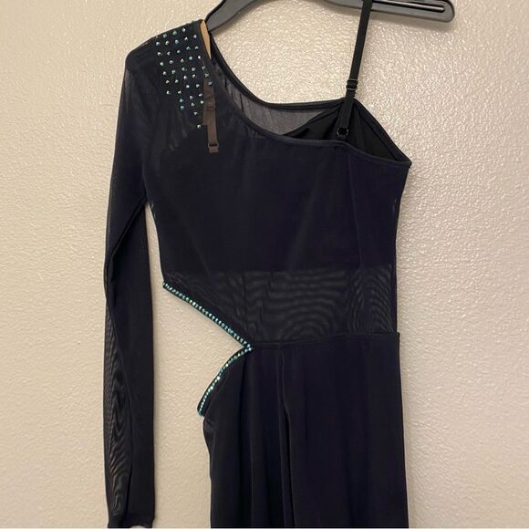 WEISSMAN Dance Costume unitard mesh catsuit jumpsuit black Dark Side SM13021 SA - Picture 5 of 15